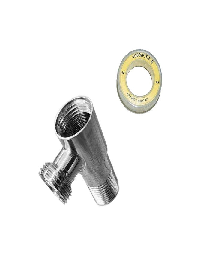 Aitchcy Brass Tee Connector | 15mm (1/2"BSP) Inner & Outer Thread | Polished CP Finish | Multi-Functional 3-Way Pipe Fitting for Water Supply with Teflone Tape | 3 Way Tee Mix (3 Way Tee Only) - Image 1